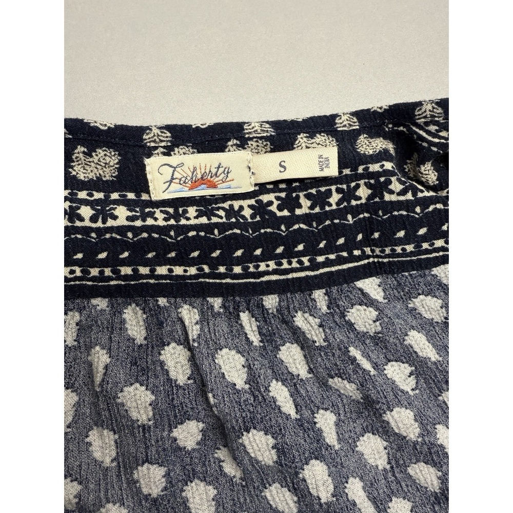 Faherty Orinda Long Sleeve Maxi Dress in navy blue and white. Sz S - Picture 11 of 16